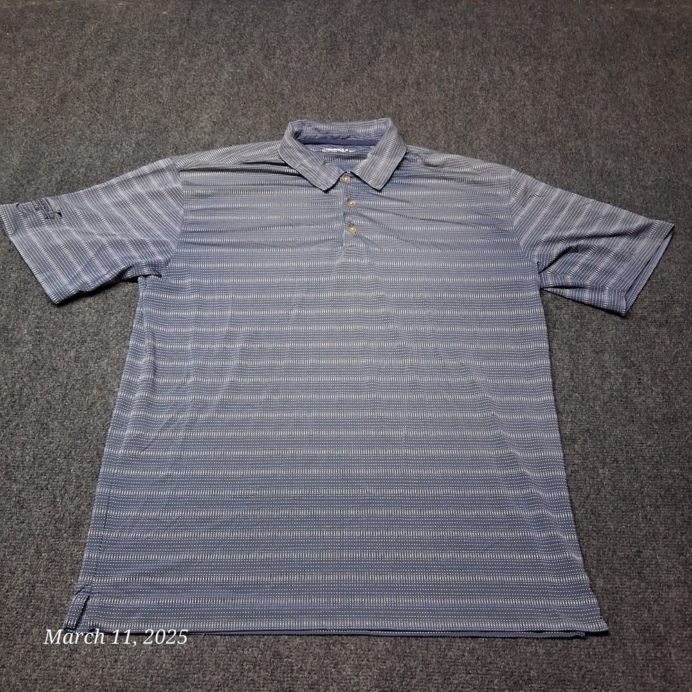 Nike Golf Fit Dry Polo Shirt Men Size Large Blue Striped Lightweight